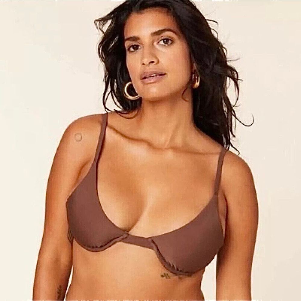 NWT Andie Espresso Brown The Sicily Swimsuit Top Size Small